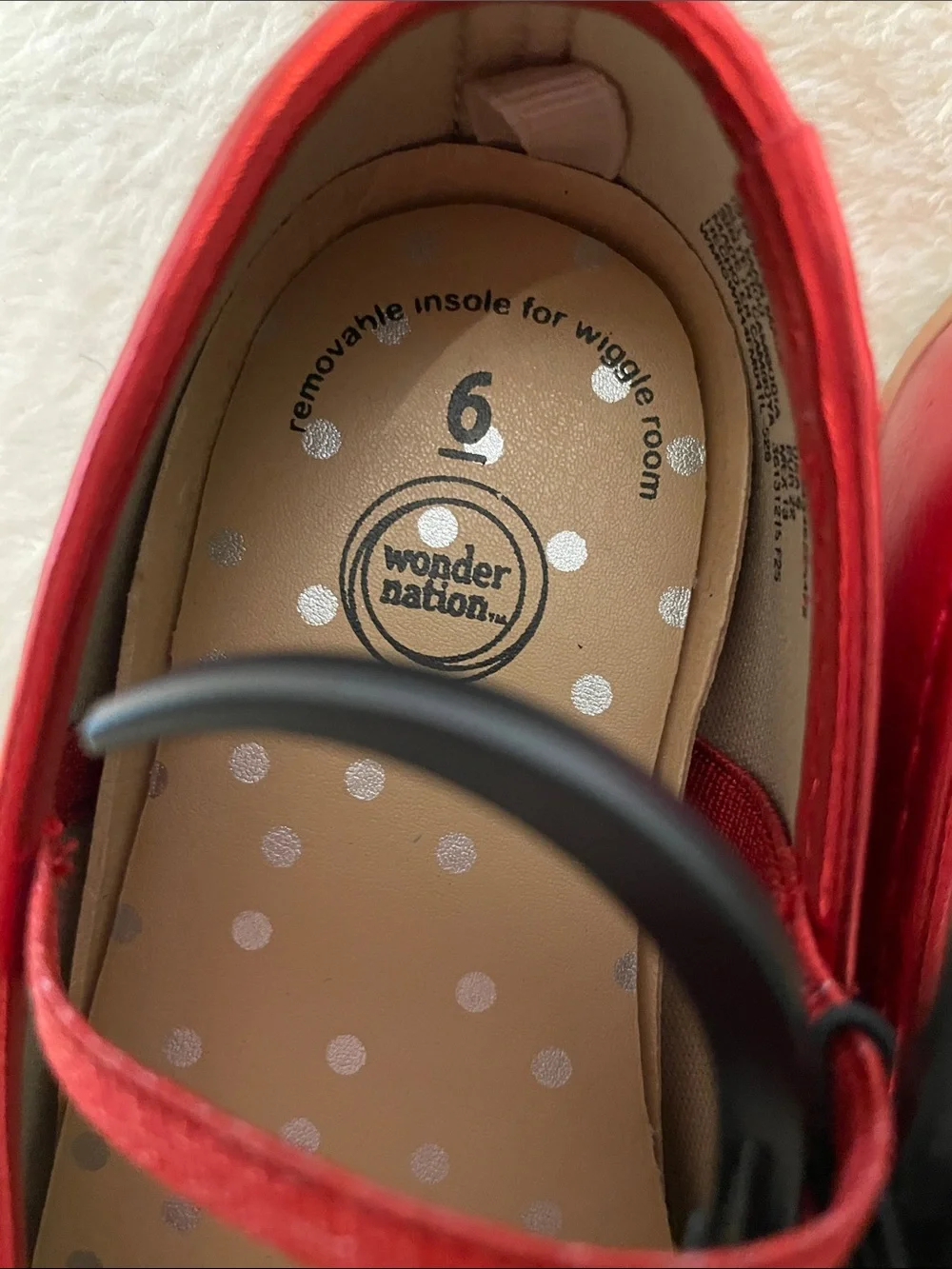 wonder nation Shiny Red Girls' Mary Jane Flats with Bow